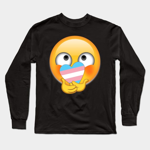 Trans Shy Heart Emoji Long Sleeve T-Shirt by metanoiias